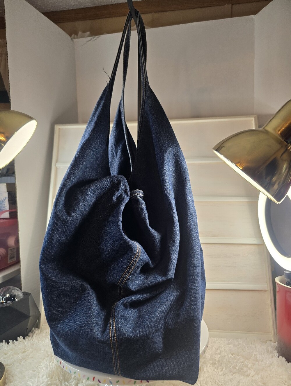 ZARA Dark Denim hobo bag - Picture 2 of 12